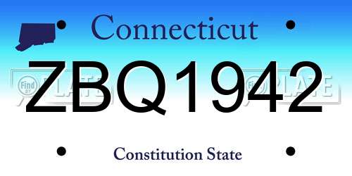 ZBQ1942 Connecticut License Plate