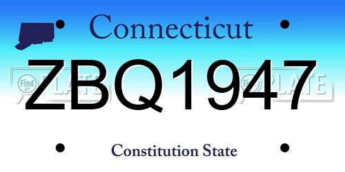 ZBQ1947 Connecticut License Plate