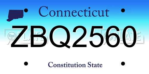 ZBQ2560 Connecticut License Plate