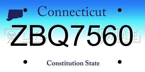 ZBQ7560 Connecticut License Plate