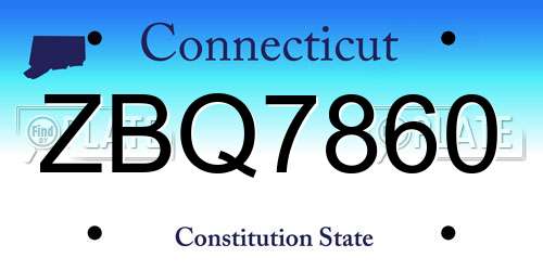 ZBQ7860 Connecticut License Plate