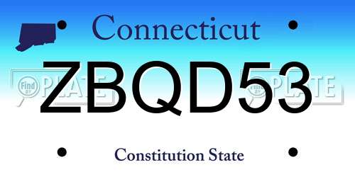 ZBQD53 Connecticut License Plate