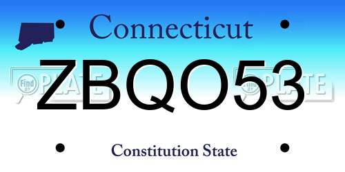 ZBQO53 Connecticut License Plate