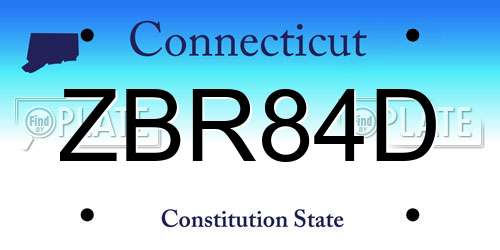 ZBR84D Connecticut License Plate