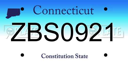 ZBS0921 Connecticut License Plate