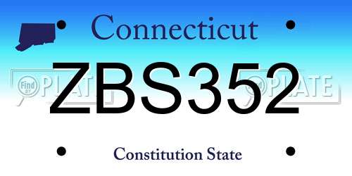 ZBS352 Connecticut License Plate