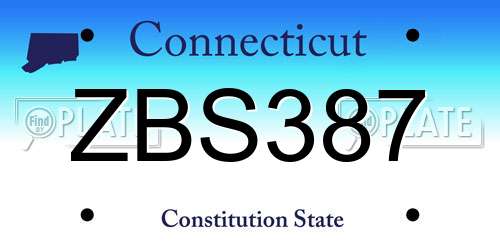 ZBS387 Connecticut License Plate