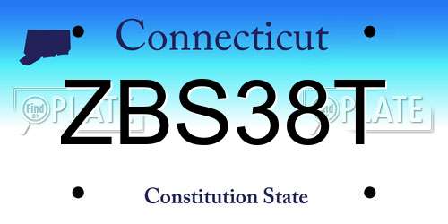 ZBS38T Connecticut License Plate