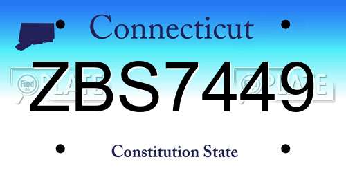 ZBS7449 Connecticut License Plate