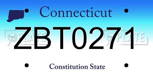 ZBT0271 Connecticut License Plate