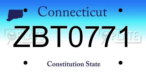 ZBT0771 Connecticut License Plate