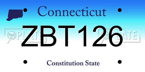 ZBT126 Connecticut License Plate