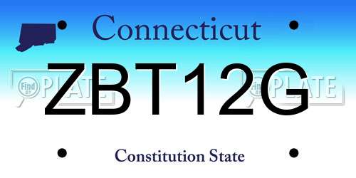 ZBT12G Connecticut License Plate