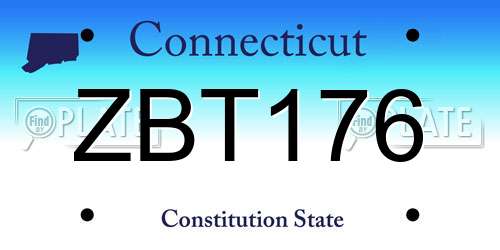 ZBT176 Connecticut License Plate