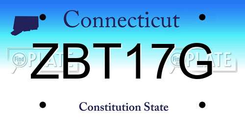 ZBT17G Connecticut License Plate