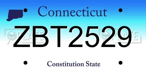 ZBT2529 Connecticut License Plate