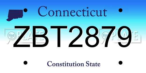 ZBT2879 Connecticut License Plate