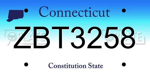 ZBT3258 Connecticut License Plate