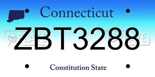 ZBT3288 Connecticut License Plate