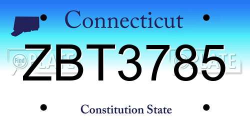 ZBT3785 Connecticut License Plate