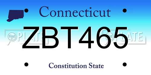 ZBT465 Connecticut License Plate