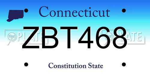 ZBT468 Connecticut License Plate