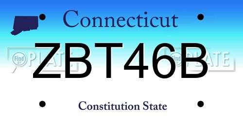 ZBT46B Connecticut License Plate