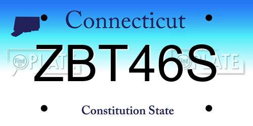 ZBT46S Connecticut License Plate