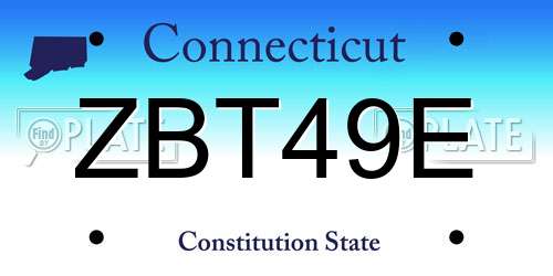 ZBT49E Connecticut License Plate