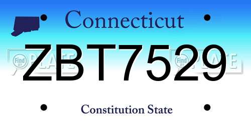 ZBT7529 Connecticut License Plate