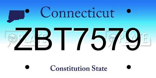 ZBT7579 Connecticut License Plate