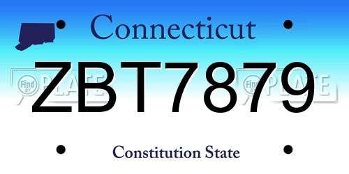 ZBT7879 Connecticut License Plate