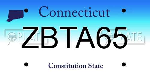 ZBTA65 Connecticut License Plate