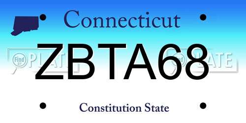 ZBTA68 Connecticut License Plate