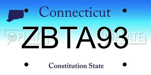 ZBTA93 Connecticut License Plate