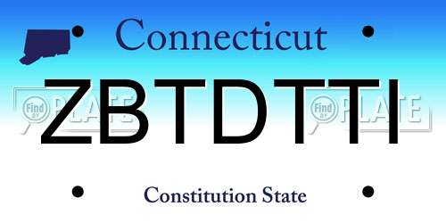ZBTDTTI Connecticut License Plate