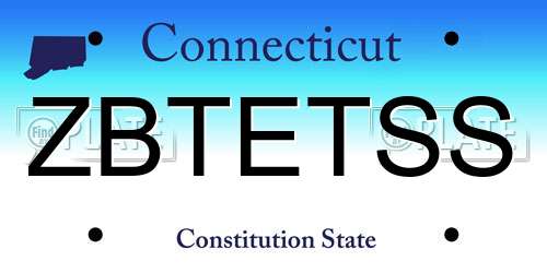 ZBTETSS Connecticut License Plate