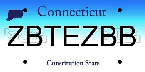 ZBTEZBB Connecticut License Plate