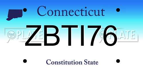 ZBTI76 Connecticut License Plate