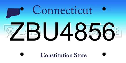 ZBU4856 Connecticut License Plate