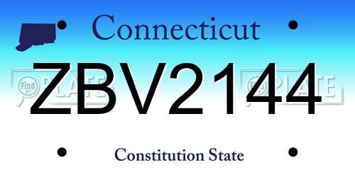 ZBV2144 Connecticut License Plate