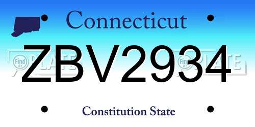ZBV2934 Connecticut License Plate