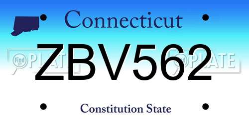 ZBV562 Connecticut License Plate