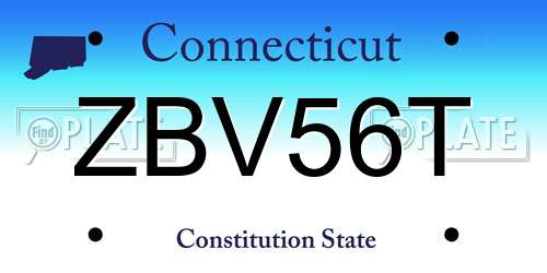 ZBV56T Connecticut License Plate