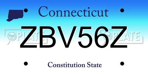 ZBV56Z Connecticut License Plate