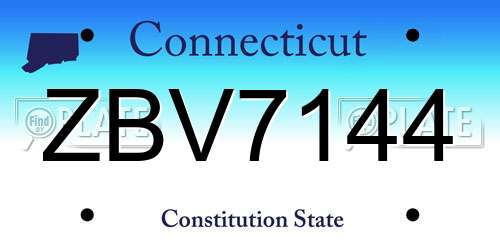ZBV7144 Connecticut License Plate