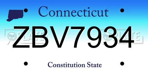 ZBV7934 Connecticut License Plate