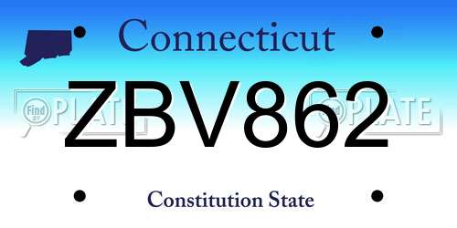ZBV862 Connecticut License Plate