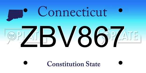 ZBV867 Connecticut License Plate