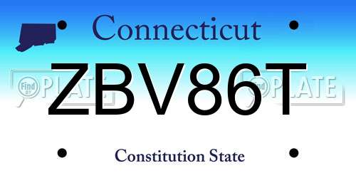 ZBV86T Connecticut License Plate